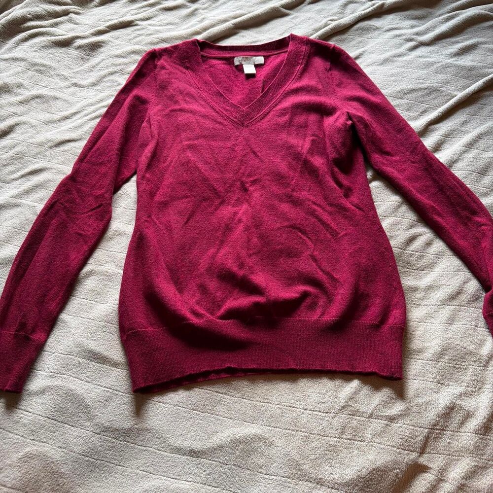 Banana Republic Extra Fine Merino Burgundy Sweater Size S